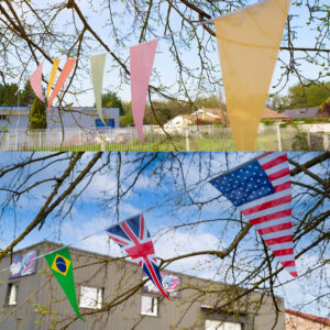 Guirlande publicitaire en tissu maille résistante pour une utilisation en extérieur