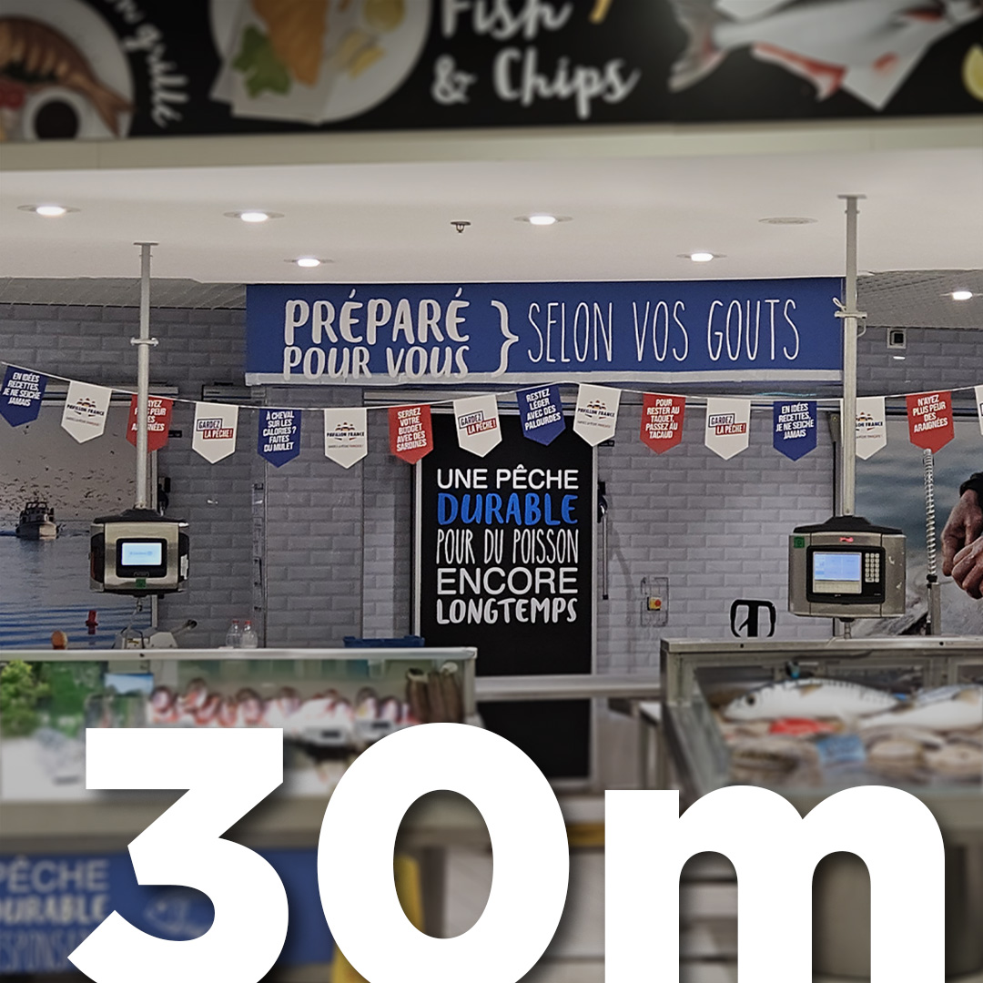 Guirlande publicitaire en PVC de 30 mètres, très longue guirlande pour couvrir de vastes espaces extérieurs.